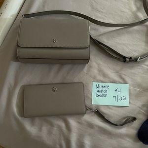 Tory Burch Herron Gray crossbody purse and wallet